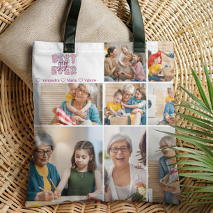 Tote Bag Meilleure Mamie Ever Collage Photo Floral