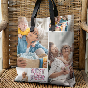 Tote Bag Meilleure Mémé Florale 4 Photos Collage