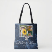 Tote Bag Meilleure mère 3 Photo Collage Starfish Navy Blue (Devant)