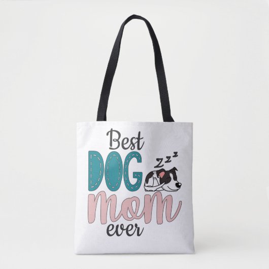 Tote Bag Meilleure mère de chien jamais avec chiot et pawpr (Devant)