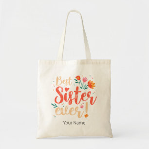 Tote Bag Meilleure Soeur Jamais Floral Vintage Girls Retro 