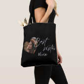 Tote Bag Meilleure Soeur Photo Élégante Noir Moderne (De près)
