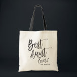 Tote Bag Meilleure tante jamais vue 2 | Style de script Mar<br><div class="desc">Faites apprécier la tante de la mariée avec ce sac fourre-tout spécial en toile de nom personnalisé.

Il comporte les mots "Meilleure tante Ever" dans un texte élégant de style script. En dessous,  il y a un endroit pour son nom.</div>