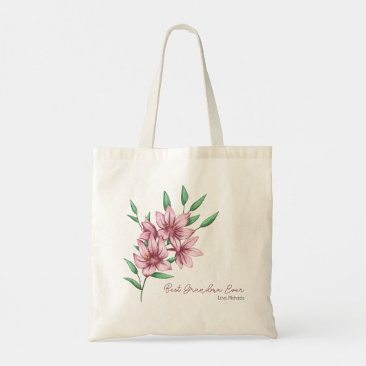 Tote Bag Meilleure typographie florale rose grand-mère (Dos)