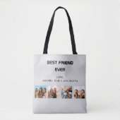Tote Bag Meilleurs amis argent photo collage noms (Devant)