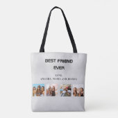 Tote Bag Meilleurs amis argent photo collage noms (Dos)