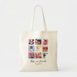 Tote Bag Meilleurs amis BFF Grille photo Collage Script de