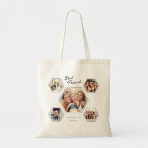 Tote Bag Meilleurs amis Photo Collage personnalisé Écriture