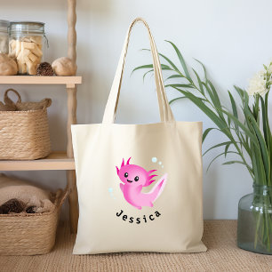 Tote Bag Mélange bulle rose Axolotl avec nom
