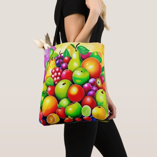 Tote Bag Mélange de fruits vibrant Art (De près)