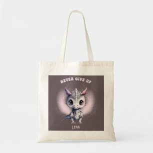 Tote Bag Mélange de Whimsical "Jamais renoncer" Dragon de P