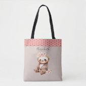 Tote Bag Mélange paresse ajouter nom pois rose (Devant)
