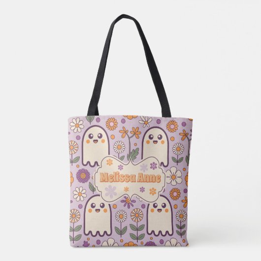Tote Bag Mélange Purple Retro Super Trick ou traiter Hallow (Dos)