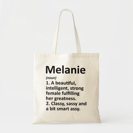 Tote Bag MELANIE Définition Nom personnalisé Funny Christm (Devant)