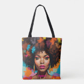 Tote Bag Melanin Femme avec Afro - Pop Art Inspiré (Dos)