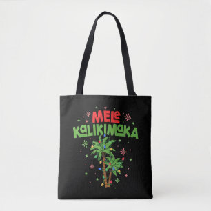 Tote Bag Mele Kalikimaka Hawaiian Christmas Palm Tree Light
