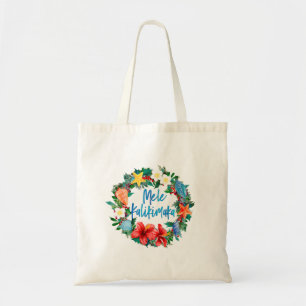 Tote Bag Mele Kalikimaka Hawaiian Christmas Wreath