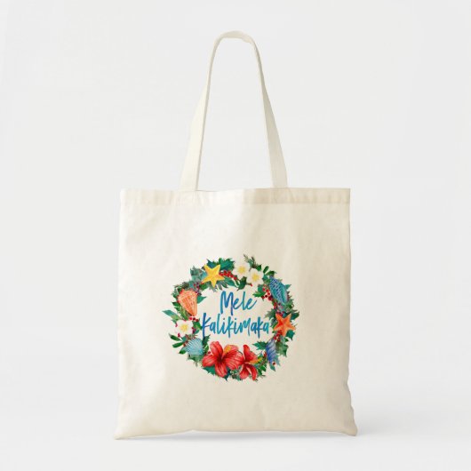 Tote Bag Mele Kalikimaka Hawaiian Christmas Wreath (Devant)