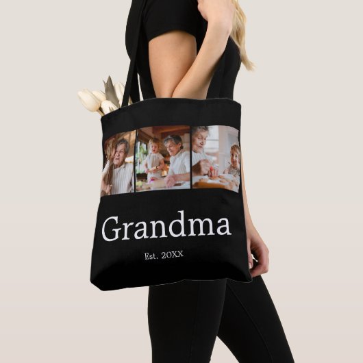 Tote Bag Mémé a établi le script moderne 3 Photo (De près)