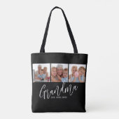 Tote Bag Mémé a établi un script moderne noir 3 Photo (Dos)