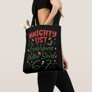 Tote Bag Mème de Noël drôle 6-7 Liste Vilain Humour Mème