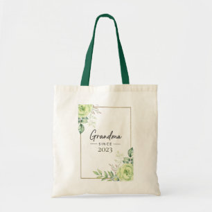 Tote Bag Mémé depuis Personnalisé Année Floral Manuscrite