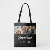 Tote Bag Mémé Établie Noir 3 Photo Blanc Script Total (Devant)