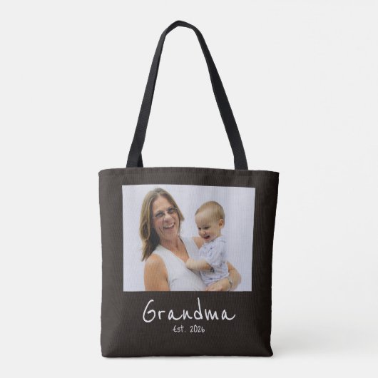 Tote Bag Mémé établie Photo écriture blanche (Dos)