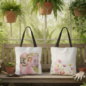 Tote Bag Mémé fleur sauvage rose