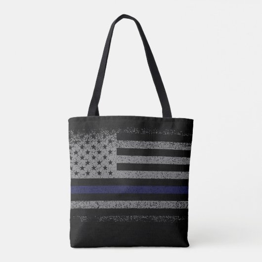 Tote Bag Mémoire amoureuse Police Mince Ligne bleue Drapeau (Dos)