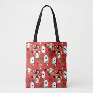 Tote Bag Memphis fantôme : motif géométrique Halloween.