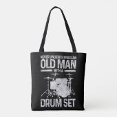 Tote Bag Mens Drummer Gift Never Underestimate An Old Man W (Dos)