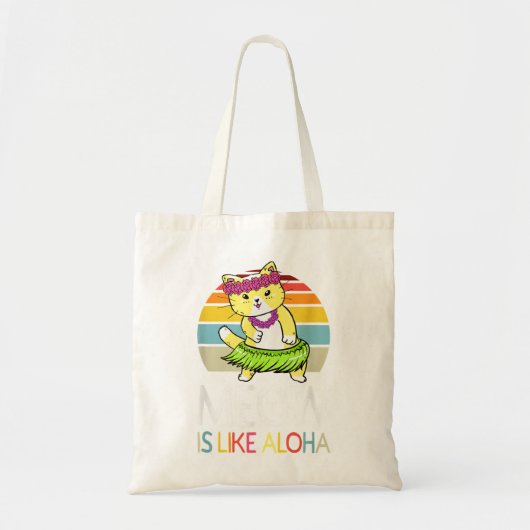 Tote Bag Meow Est Comme Aloha Cat Hawaiian Dance Hula Kitty (Devant)