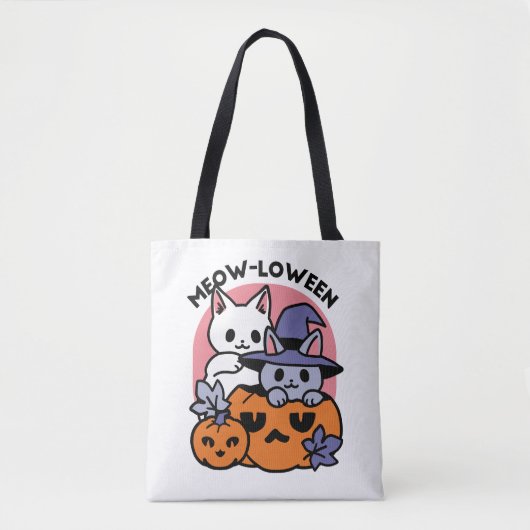 Tote Bag Meow-Loween - Cute Halloween Conception Chat (Devant)