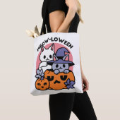 Tote Bag Meow-Loween - Cute Halloween Conception Chat (De près)