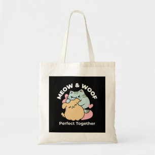 Tote Bag Meow & Woof Perfect Together - Cute Cat and Dog
