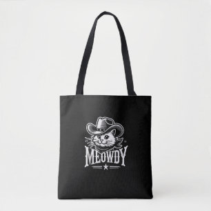 Tote Bag Meowdy Cat Cowboy Cowgirl Meow Howdy Halloween Cos