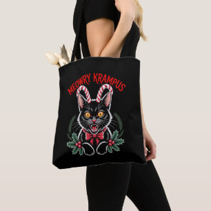 Tote Bag Meowry Krampus Noël Chat Noir Canne à Sucre Xmas