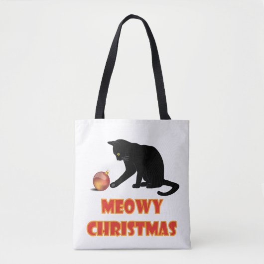 Tote Bag Meowy Christmas Funny Chat (Devant)