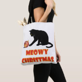 Tote Bag Meowy Christmas Funny Chat (De près)