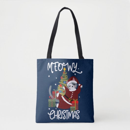 Tote Bag Meowy Christmas mignon Amoureux des chats drôle (Devant)