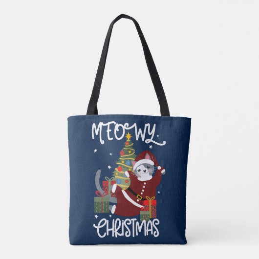 Tote Bag Meowy Christmas mignon Amoureux des chats drôle (Dos)