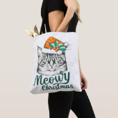 Tote Bag Meowy kitty Christmas (De près)