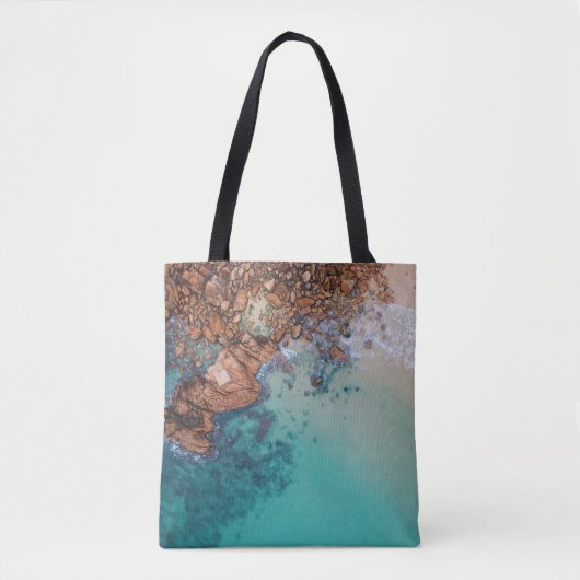 Tote Bag Mer bleue claire et rochers (Devant)