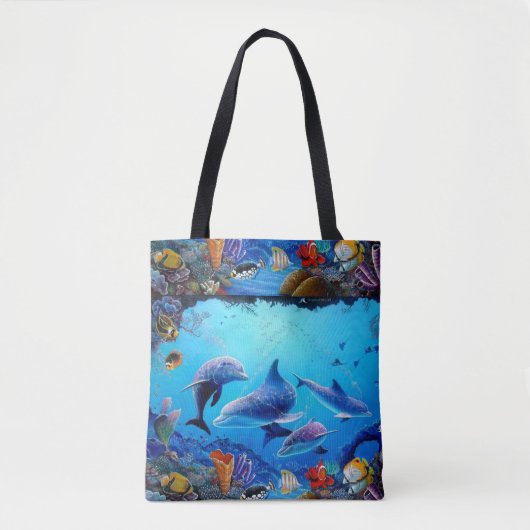 Tote Bag Mer bleue des dauphins (Devant)