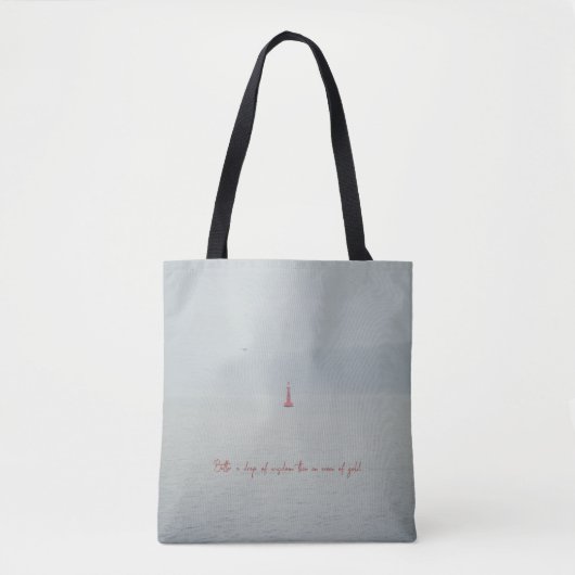 Tote Bag Mer d'hiver calme et phare rouge (Devant)
