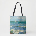 Tote Bag Mer | Vincent Van Gogh<br><div class="desc">Paysage marin près des Saintes-Maries-de-la-Mer (1888) par l'artiste post-impressionniste néerlandais Vincent Van Gogh. L'oeuvre d'origine est une peinture marine sur toile représentant un bateau sur un océan bleu abstrait. Utilisez les outils de conception pour ajouter du texte personnalisé ou personnaliser l'image.</div>