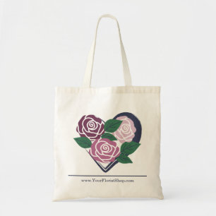 Tote Bag Merche fleuriste Coeur pourpre Trois Roses Rose