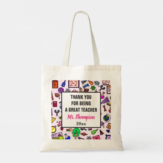 Tote Bag Merci d'appréciation des enseignants de l'école Sa (Dos)