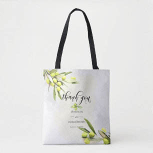 Tote Bag Merci de Mariage des Branches d'olive aquarelle